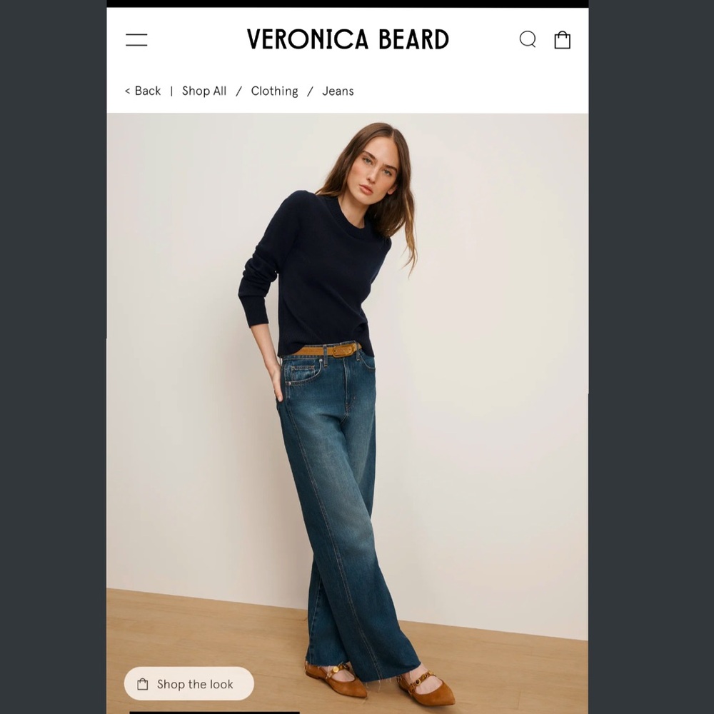 Veronica beard taylor wide leg jean raw hem blue wash 27